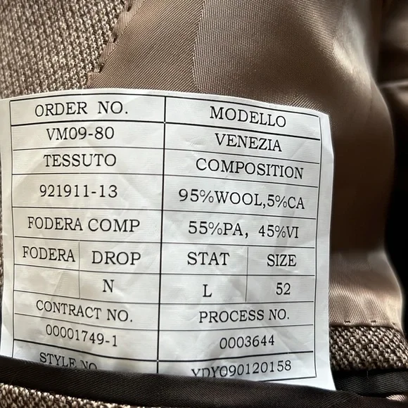 Matarazzi Uomo Venezia Brown Wool/Cashmere Blazer Size 52 - Picture 14 of 14